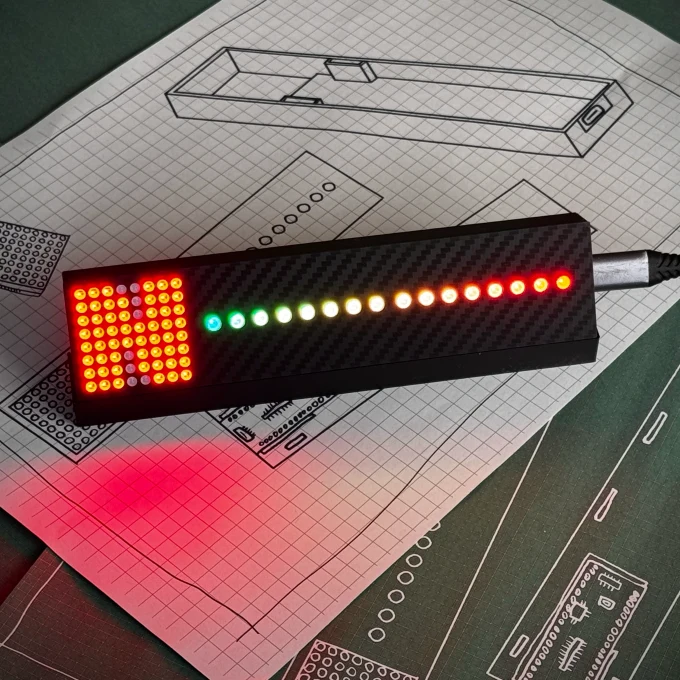 Gear Indicator + Shift Lights sim racing display lit on a desk stand