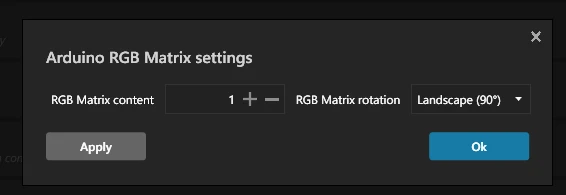 The RGB Matrix rotation setting set to Landscape 90 degrees